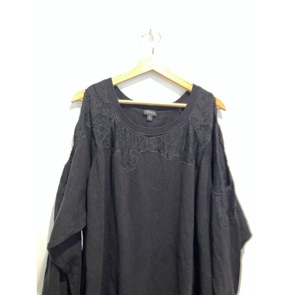 Torrid Black Cold Shoulder Lace Dolman Sleeve Pullover Sweater Women's Size 5x - Picture 6 of 8